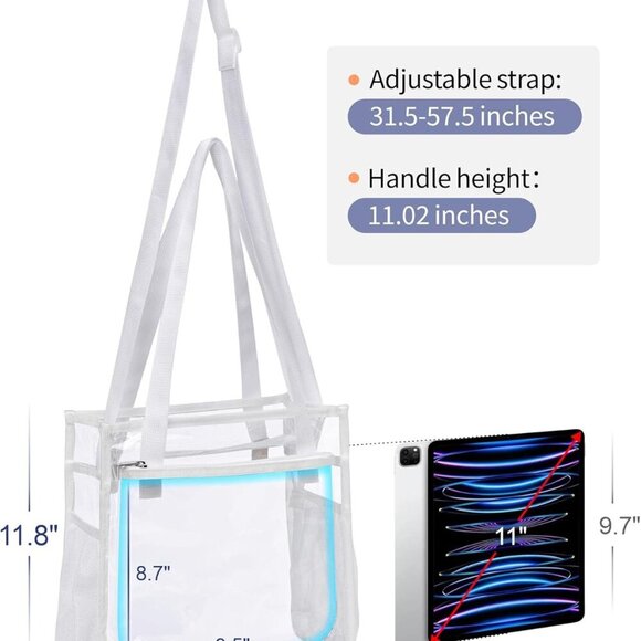 Clear Bag 12x6x12 Stadium Approved - Clear Tote Bag for Sport Events Game Day Co - Picture 2 of 9